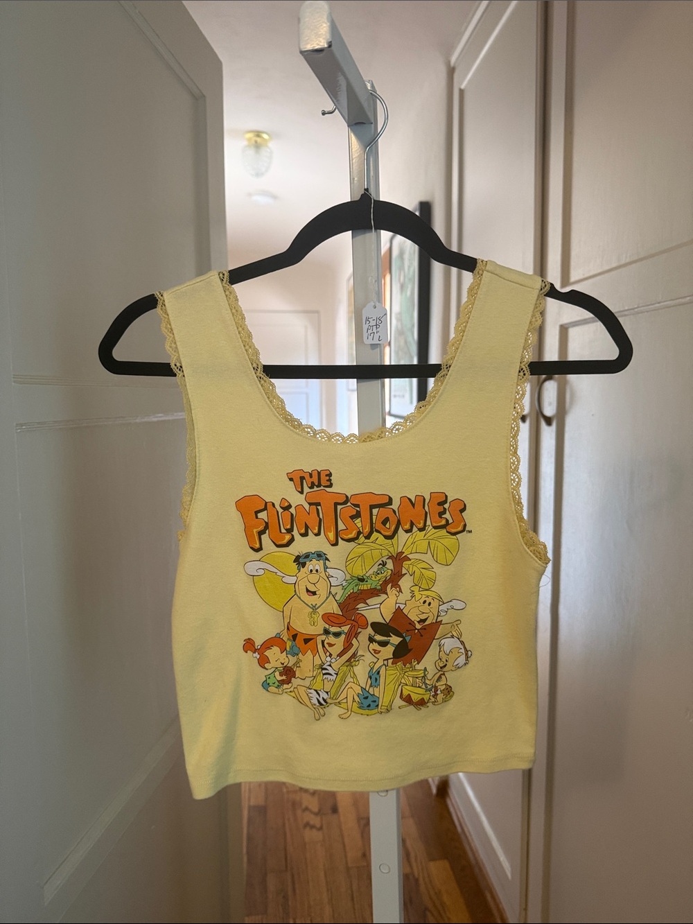 The Flintstones Yellow Lace-Trim Tank Top
